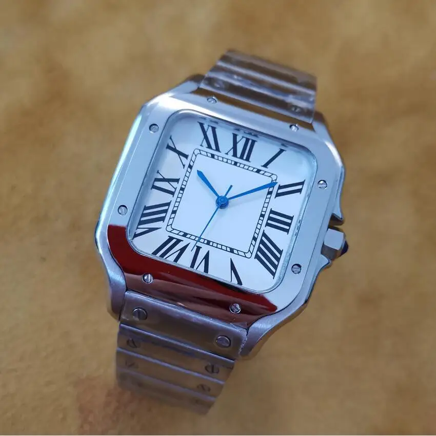 

No Logo 316L Stainless Steel Square 38mm Diameter Automatic Roman Number Japan NH35 Watch Movement Man's Extravagant Gift G08