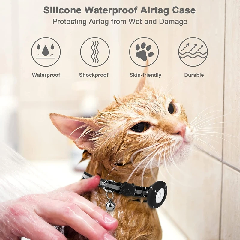 

Collar Compatible with Apple AirTag Holder Protective Cover Reflective Pet Collars with Bell Adjustable Length