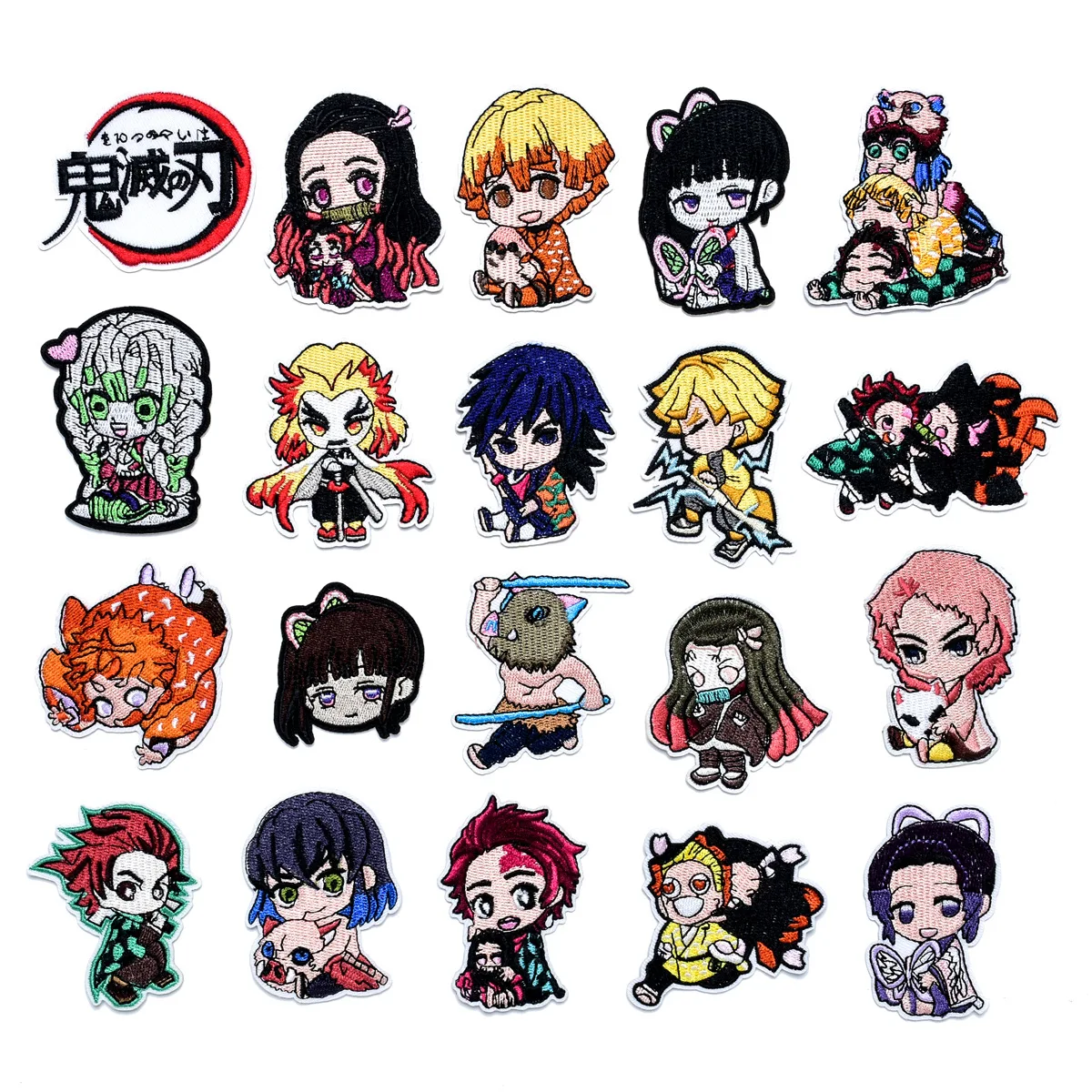 

20Pcs/Lot Anime Demon Slayer character embroidery classic cartoon cloth paste student cute DIY clothing decoration patch