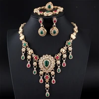 moroccan wedding jewelry sets crystal pendants necklaces earrings rings algerian women wedding party gifts