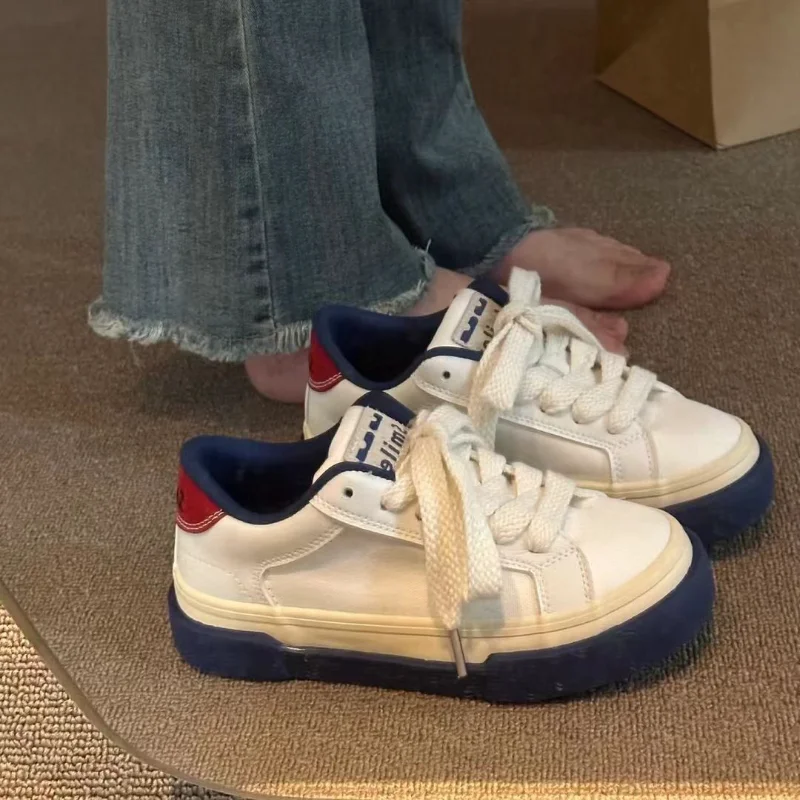 SHANPA Vintage Red Canvas Low-top Women Sneakers Casual Letter Embroidery Skateboard Shoes Students Flat 2023 Fashion Zapatillas