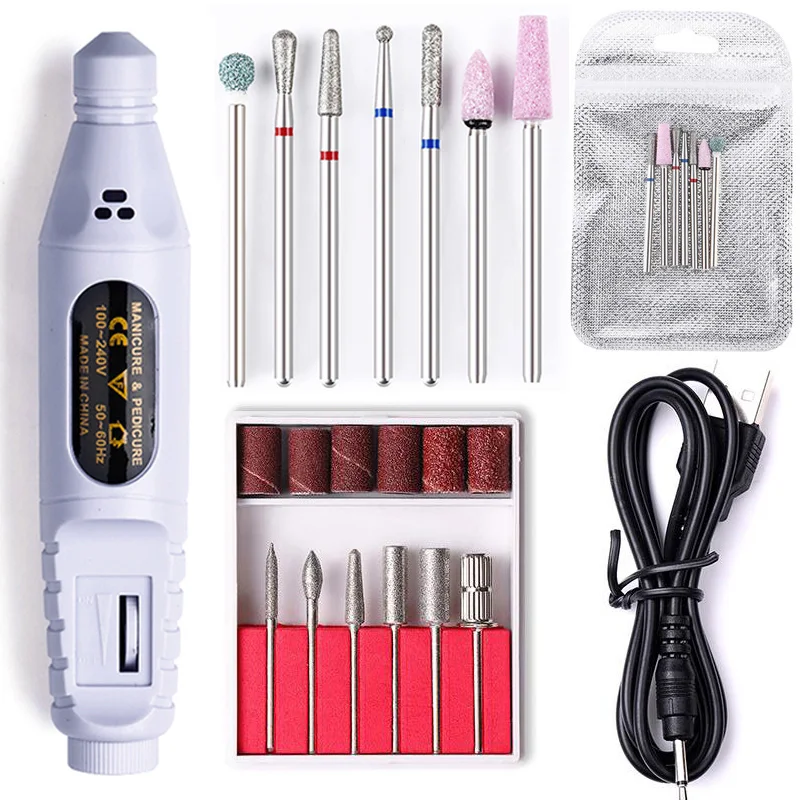 

Professional Nail Drill Machine Electric Manicure Milling Cutter Set Nail Files Sanding Drill Bits Gel Polish Remover Nail Tools