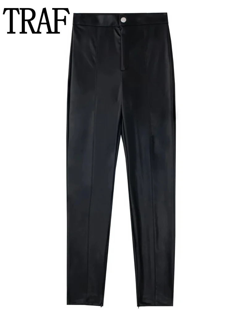 

Брюки-карандаш женские кожаные с завышенной талией, Y2K