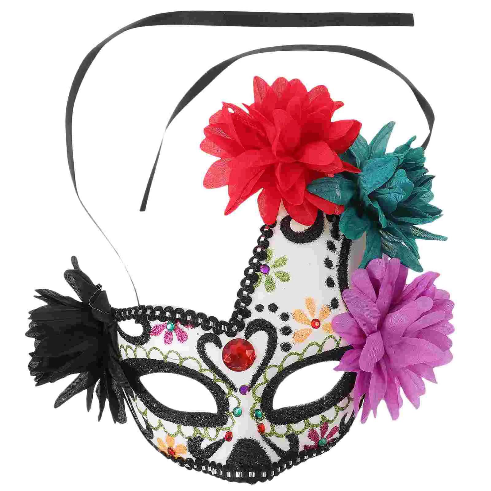 

Flower Decoration Day Of The Dead Mask Masquerade Fancy Mask Prop Mexican Halloween Mask