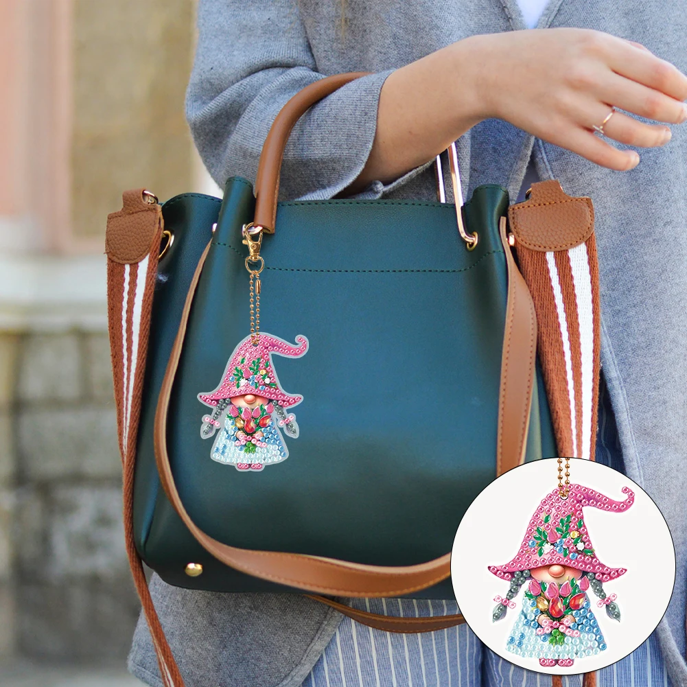 6 шт. двусторонний брелок для ключей с птичьими котами и цветами