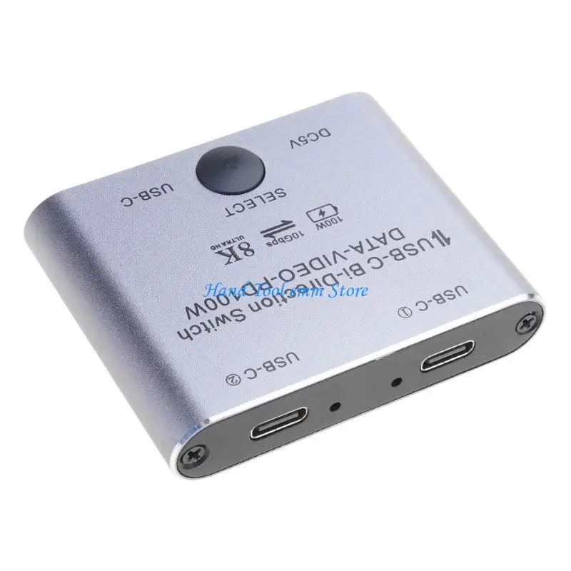Фото H37F Двунаправленный коммутатор USB C 8K для 2 компьютеров с быстрой зарядкой 100 Вт, передача данных 10 Гбит/с, идеально для на №1