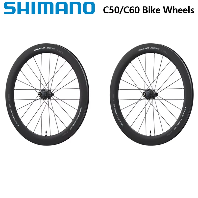 Фото Колеса для шоссейного велосипеда Shimano C50 C60 DURA-ACE Передняя задняя черная шина Одна пара бескамерных колес WH DURA-ACE R9270 C60 Обод велосипедного колеса №1