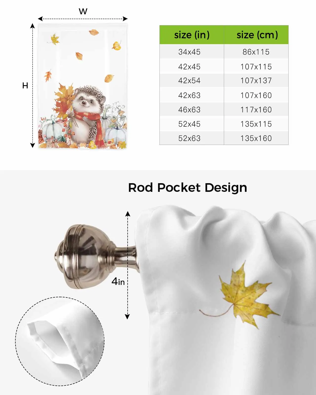 Шторы на окна с изображением тыквы ежика Листьев сосны День Благодарения для