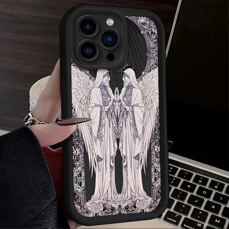 Luxury Punk Black Angel Phone Case For Samsung A03 A04 A05S A10S A11 A12 A20S A21S A13 A14 A54 A34 A53 A33 Cover