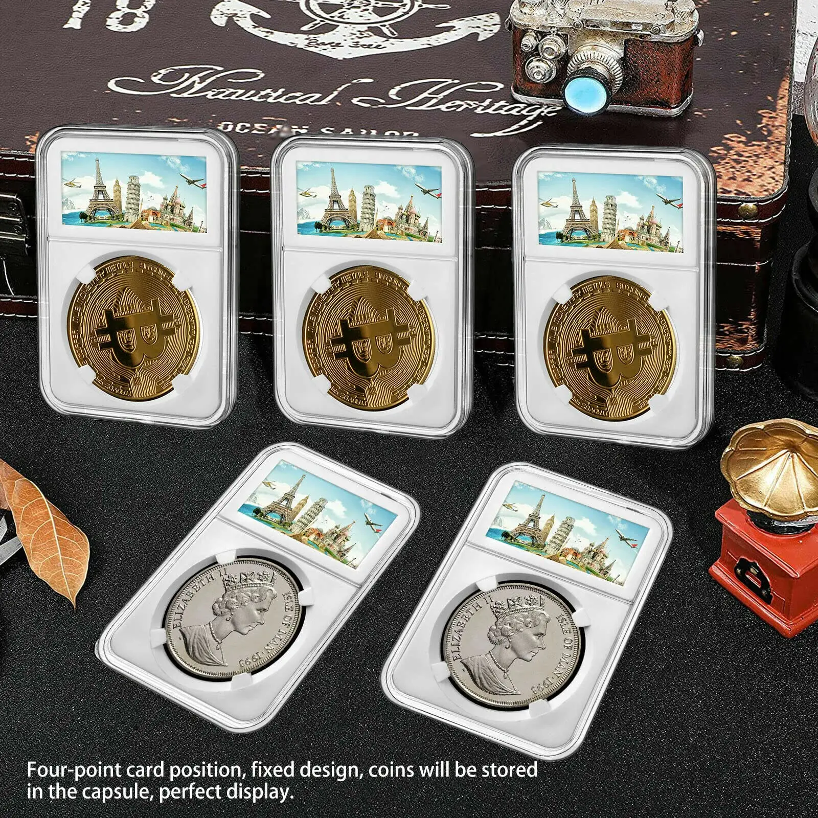 5 шт. коробка для хранения монет квадратные прозрачные коробки памятный лоток