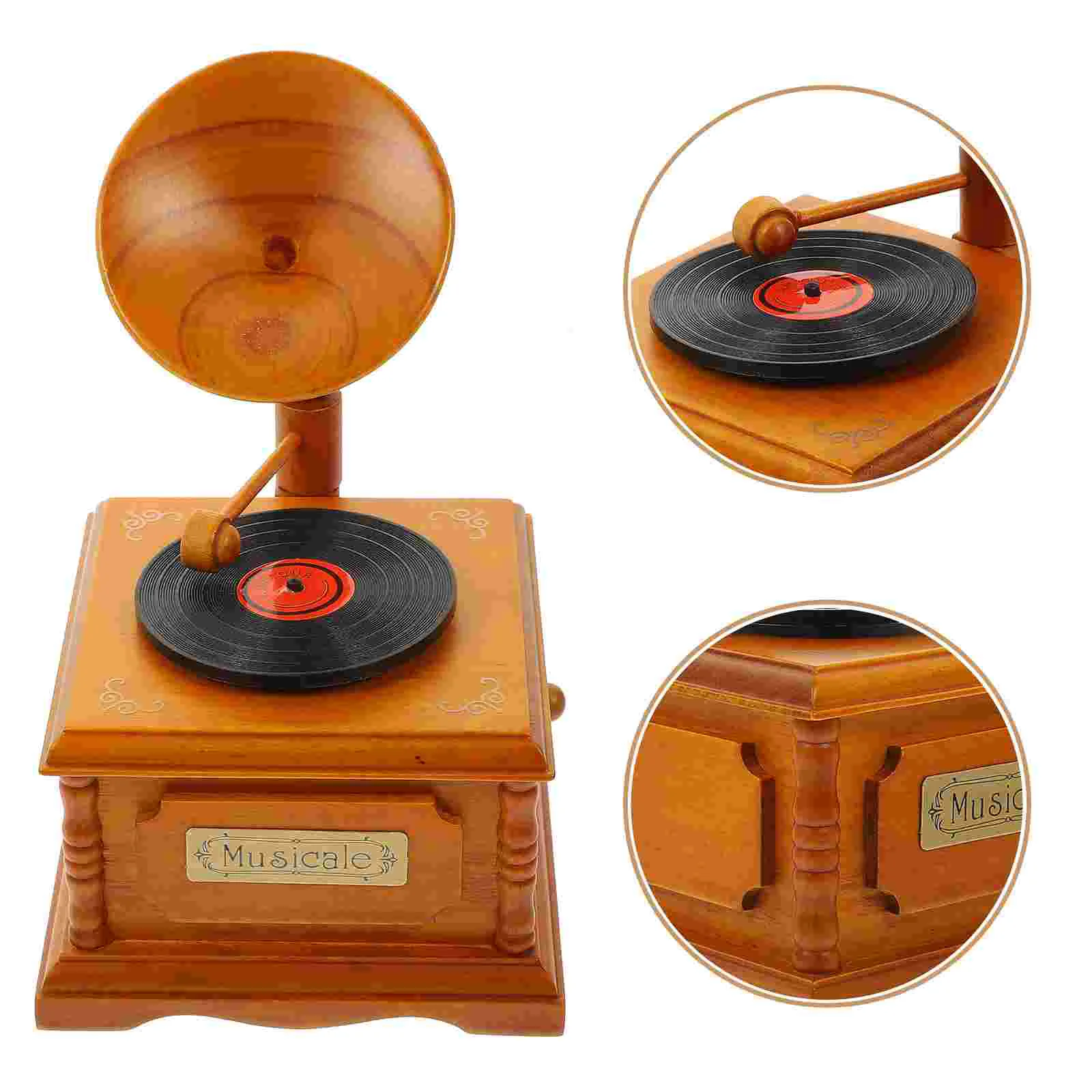 

Boxmusical Crank Ornament Desktop Figurines Carouselwindpercussion Wooden Handy Boxes Decorationinstruments Kids Vintage Hand