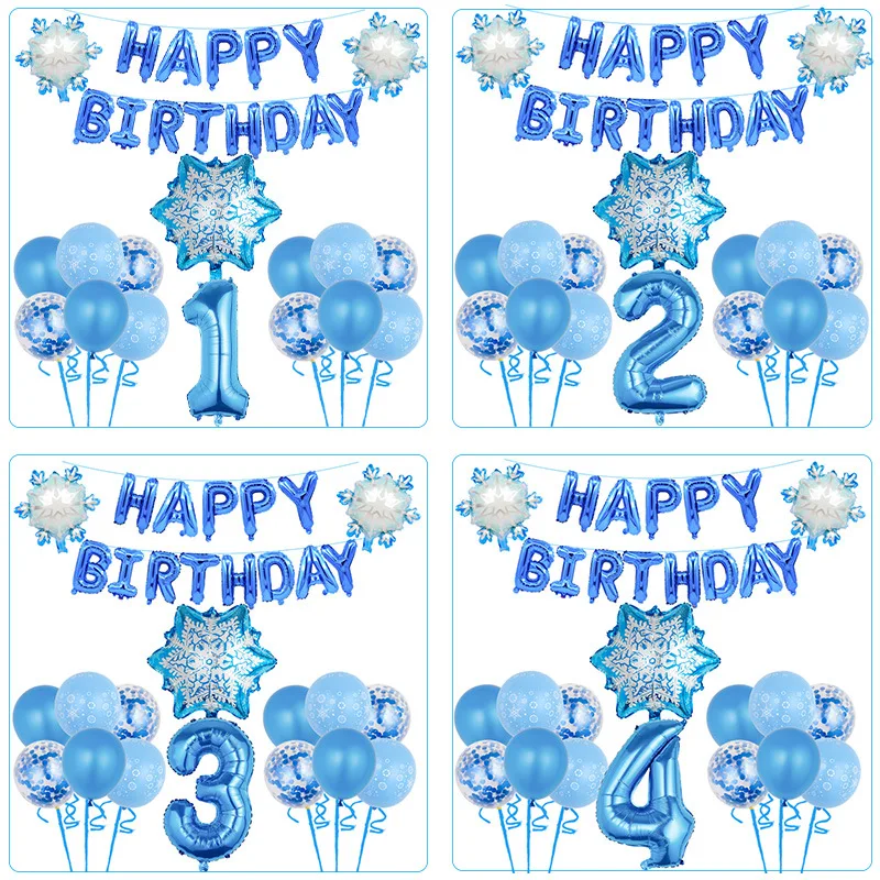

1 Set Mix Snowflake Foil Balloons 32inch Number Ballons Winter Ice Snow Party Happy Birthday Letter Party Decoration Ballon