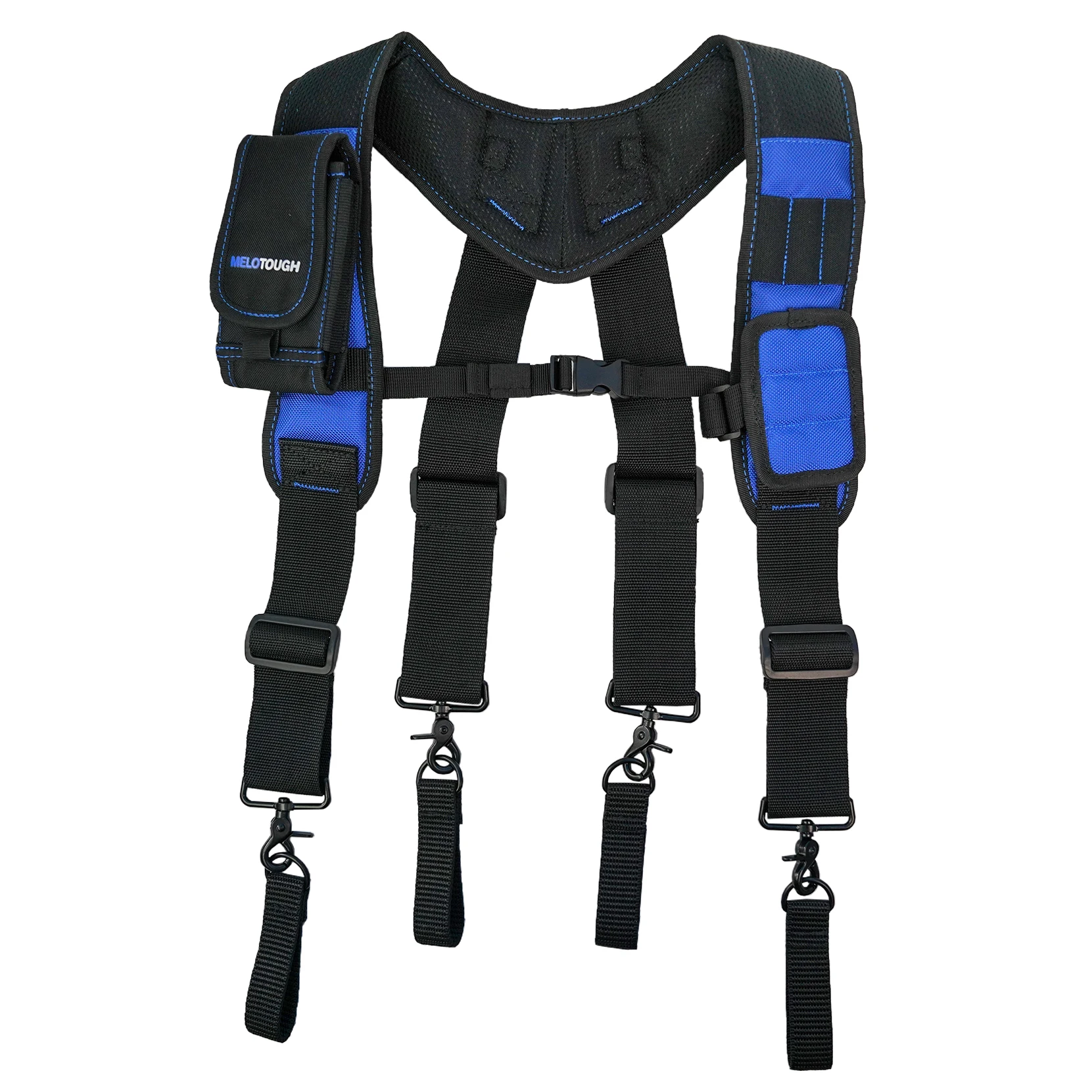 Magnetic Suspenders Tool Belt Suspenders with Large Moveable Phone Holder Pencil Holder, Adjustable Size Padded Suspends