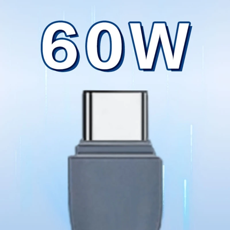 Короткий кабель на 90 градусов от типа C до 3A PD60W Кабель для быстрой зарядки 4K при 60