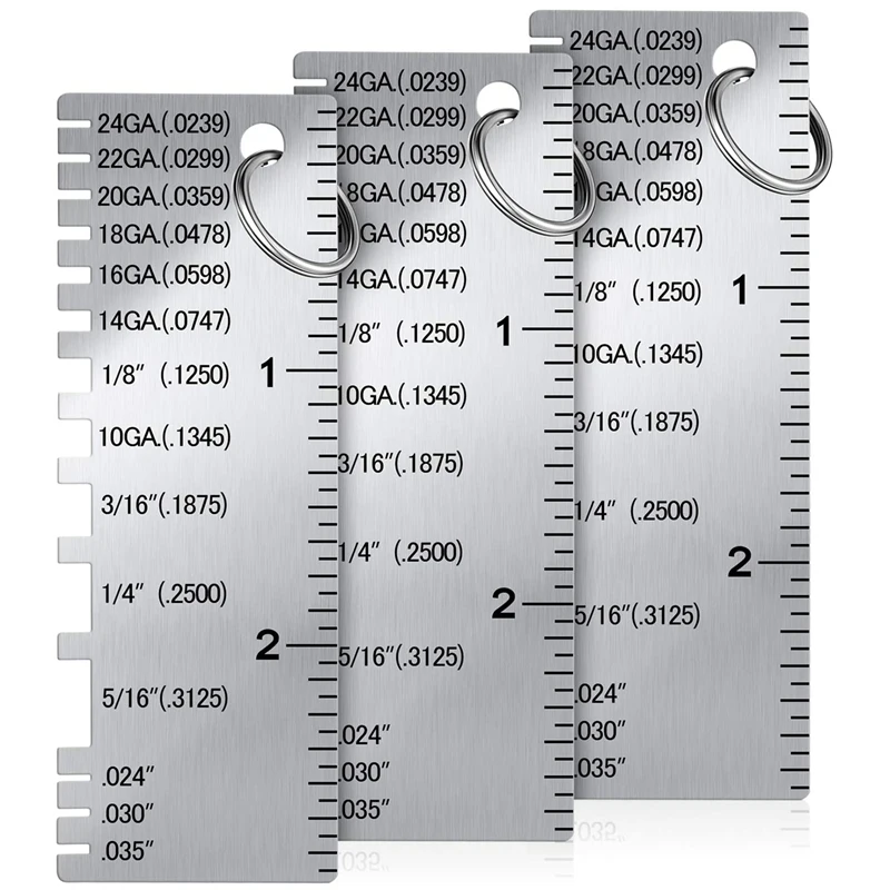 

3Pcs Stainless Steel Single-Sided Thickness Gauge, Welding Seam Measuring Tool Ruler, Welding Seam Inspection Ruler