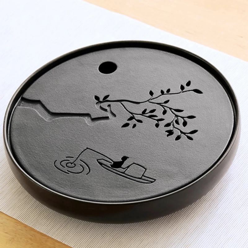 

Japanese Style Ceramic Tea Tray Drainage Dry Bubble Serving Ceremony Egg Tray Tea Tray Decor Plateau De Service Teaware