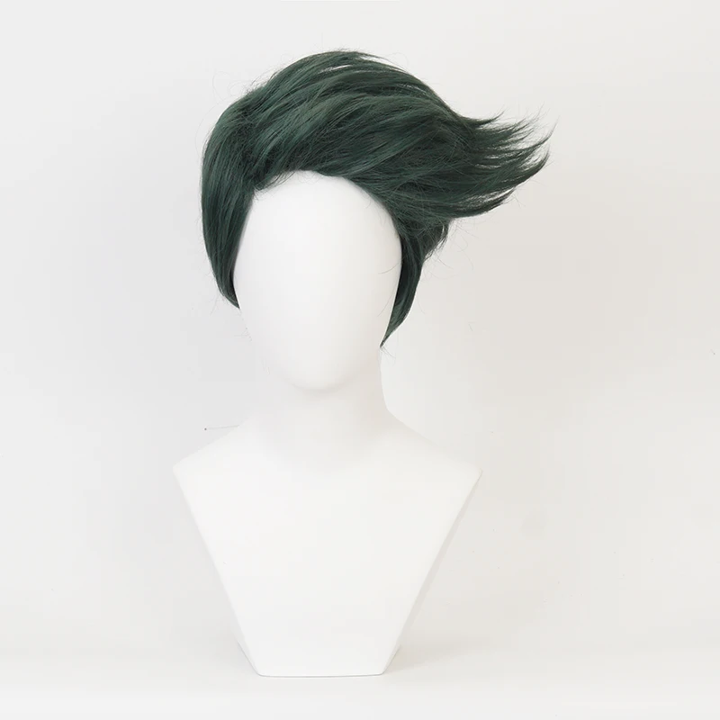 

JOJO's Bizarre Adventure Golden Wind Rohan Kishibe Short Green Synthetic Hair Cosplay Wig + Wig Cap