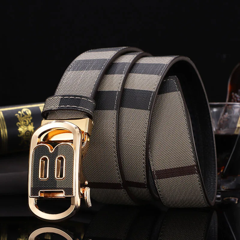 

High Quality Genuine Leather Belt Men Luxury Brand Designer fashion Belt for Men Strap Male Metal Automatic B Buckle Belts