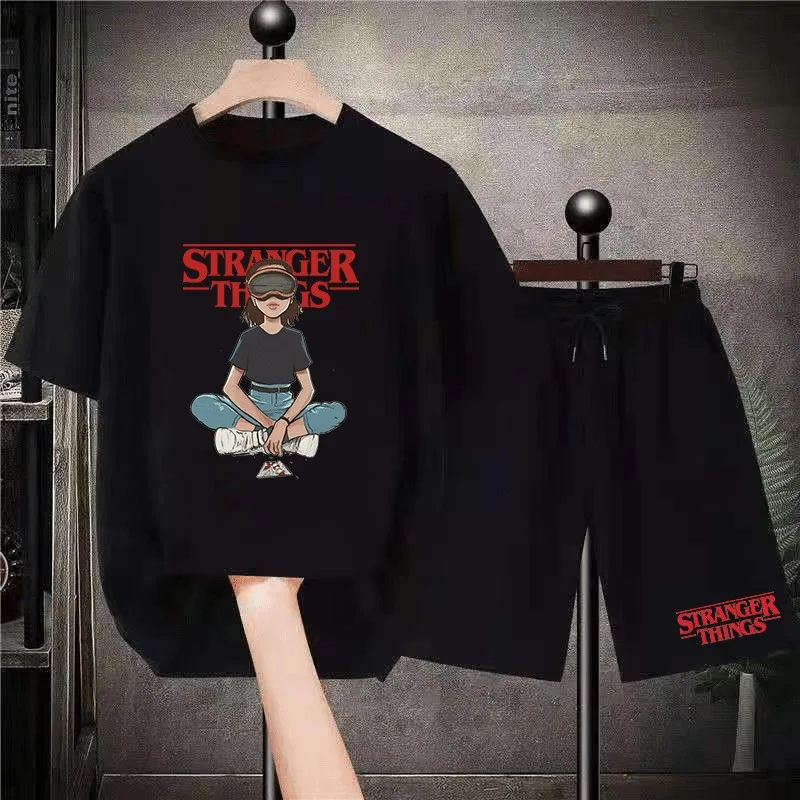 

New Stranger Things Graphic Shorts Sets Cotton Men Women Summer T-Shirt Suits Fashion Streetwear Luxury Sportwear Oversized Tees