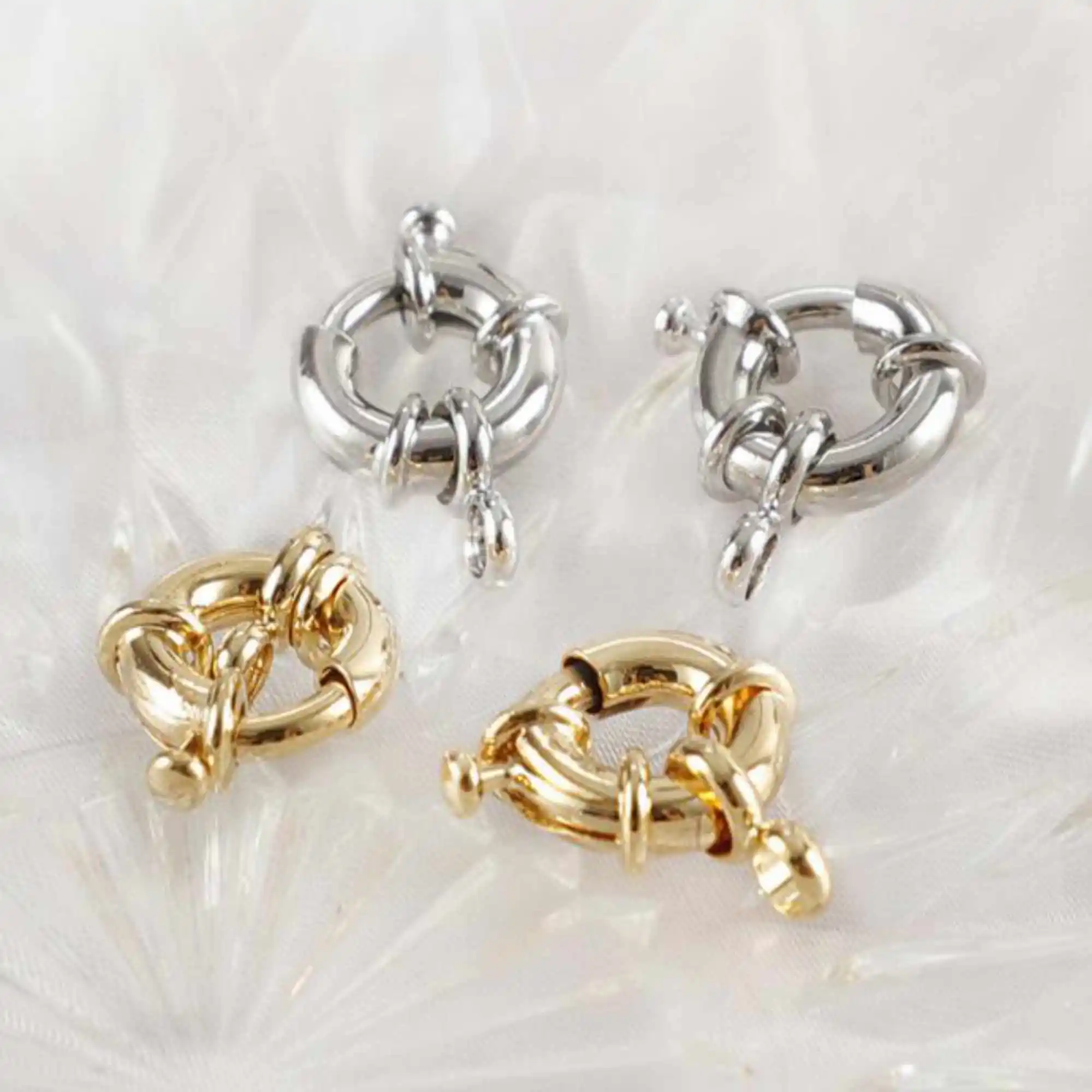 

10pcs natural steer wheel button 18k gold snap hook Earring Accessories Wedding Gift Electroplating Fashion Simple Silver