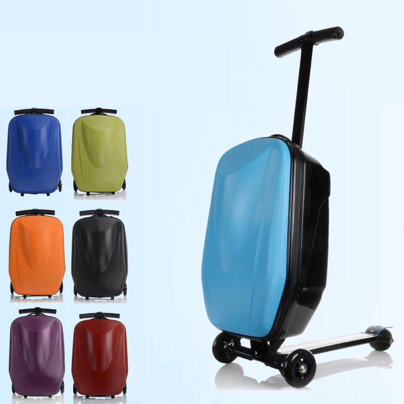 

20 inch carry on scooter trolley scooter suitcase skateboard luggage on wheels
