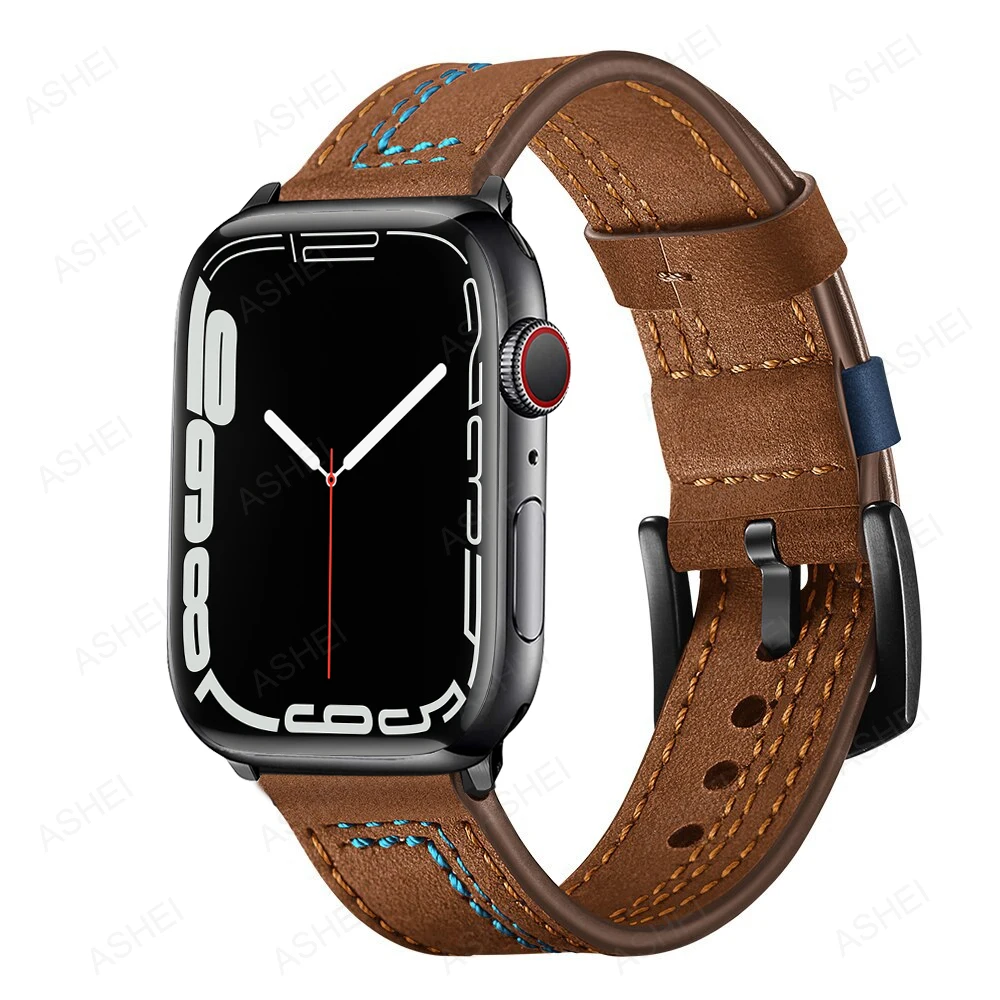 

Watchband for apple watch band 45mm 44mm leather strap for iwatch se apple watch 7 6 se 5 4 3 41mm 40mm 42mm 38mm band bracelet