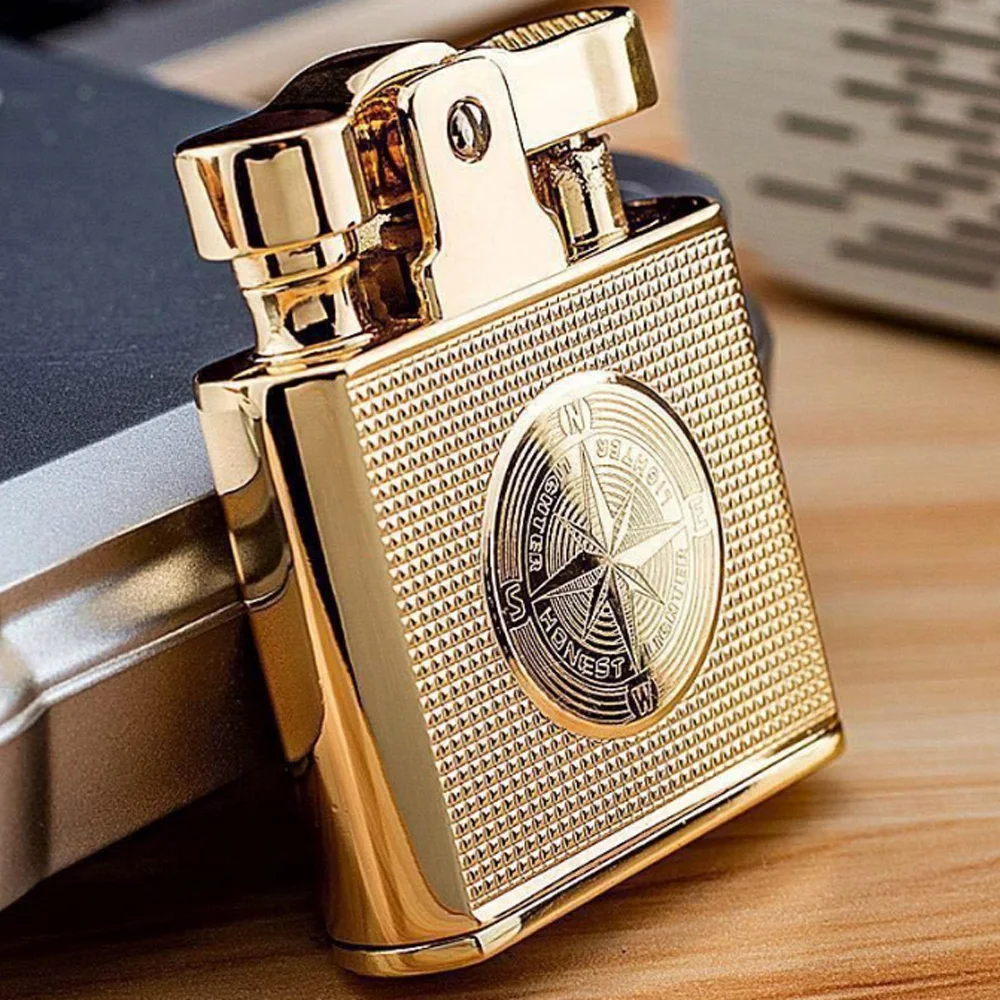 

New Retro Metal Windproof Kerosene Lighters Grinding Wheel Flint Lighter Press Lgnition Smoking Accessories Men's Gift