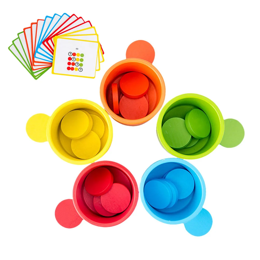 

1 set of Color Classification Color Sorting Cup Wooden Color Sorting