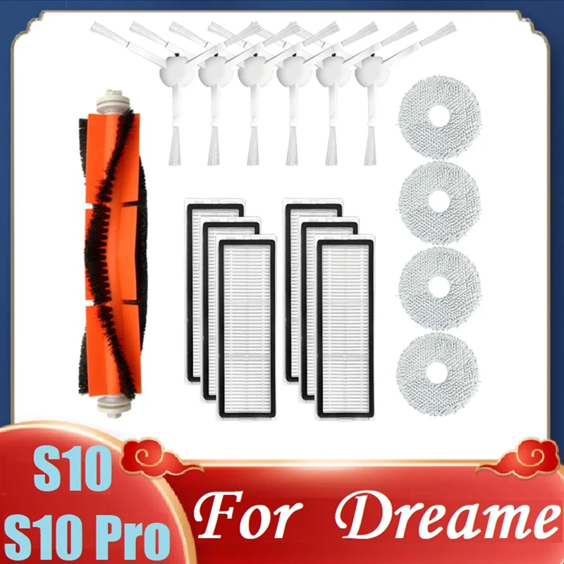 

For Dreame S10/S10 Pro Robot Vacuum Cleaner HEPA Filter Main Side Brush Mop Cloth Floor Cleaning Accessories Kit