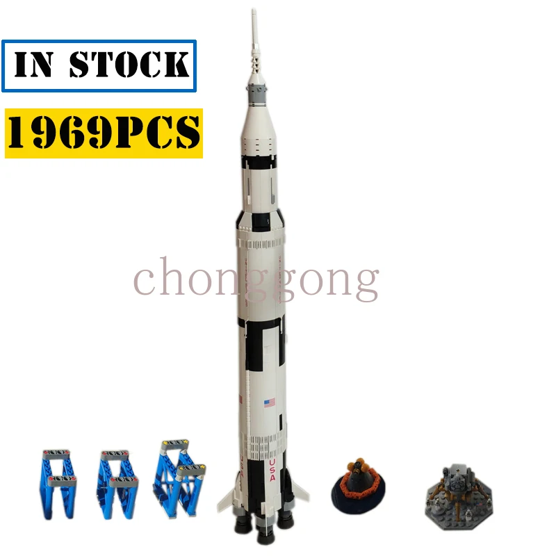 

Classic Model US Polo Planet Saturn V Launch Vehicle Fit 21309 10231 Building Blocks Children's Educational Toys Christmas GiftS