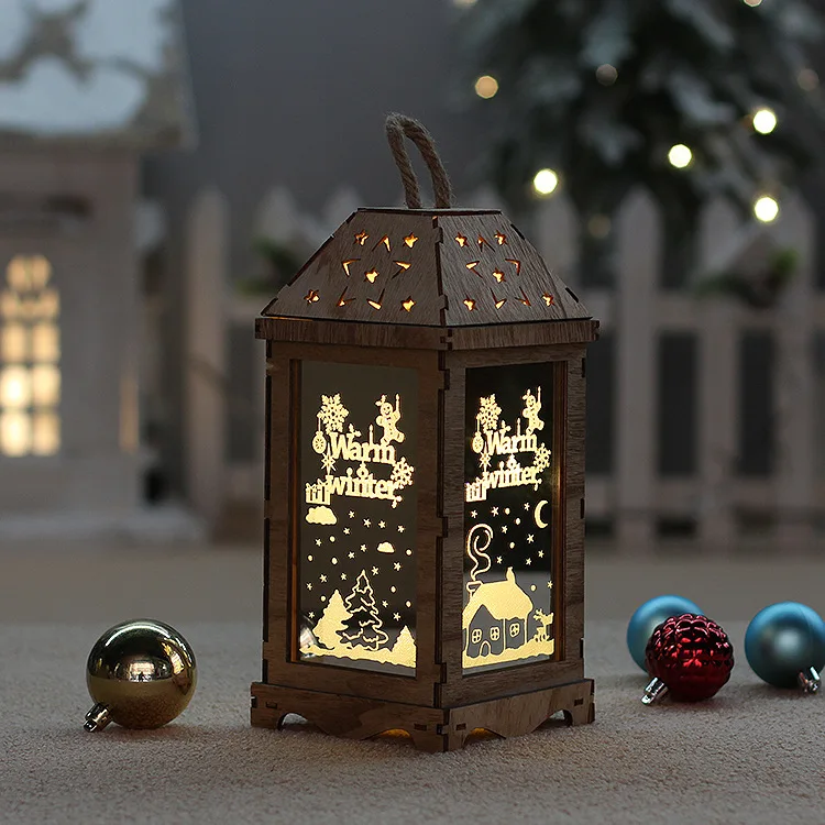 

Christmas Creative Wooden Luminous Wind Lamp Window Home Scene Layout Props New Year Gift for Children Navidad 2023 Novedades