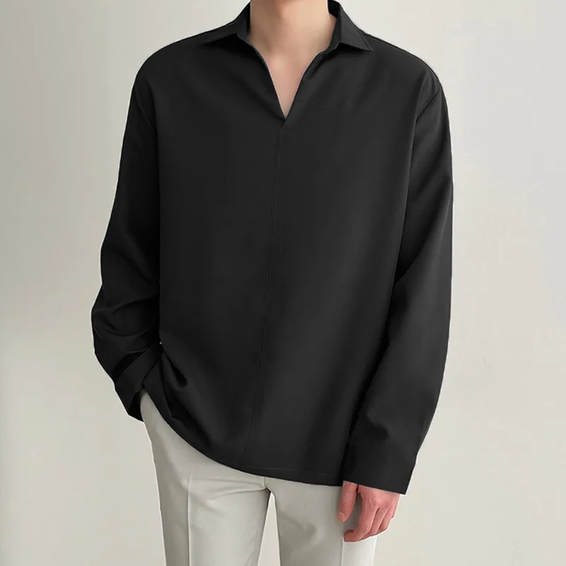 Men's Solid Casual Shirts Long Sleeve Pullover Shirt For Men Business Shirt Soft Loose Shirt Spring Summer Tops