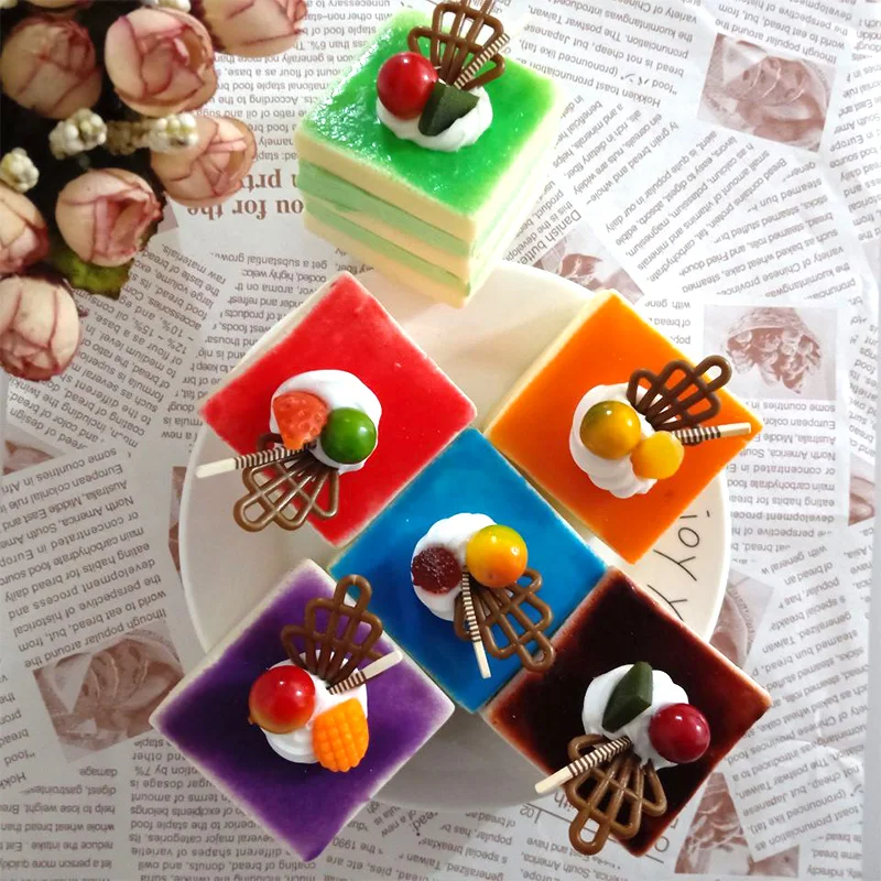 5×5×5.5cm Simulation PU Square Fruit Sandwich Cake for Dessert Shop Promotion Sample Shooting Supplies Accessory Fake Food | Дом и сад