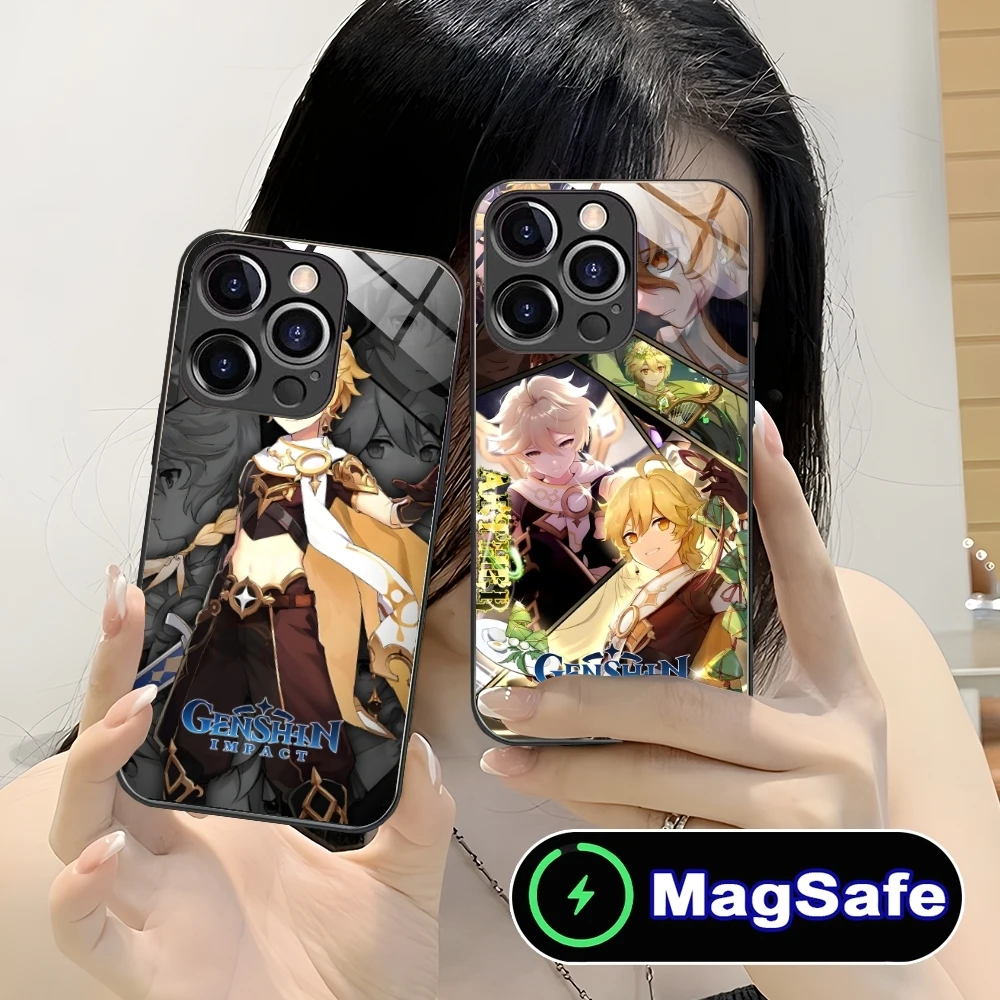 Ударопрочный чехол для мобильного телефона Genshin Aether iPhone 16 15 14 13 12 11 Pro Max Plus Mini MagSafe