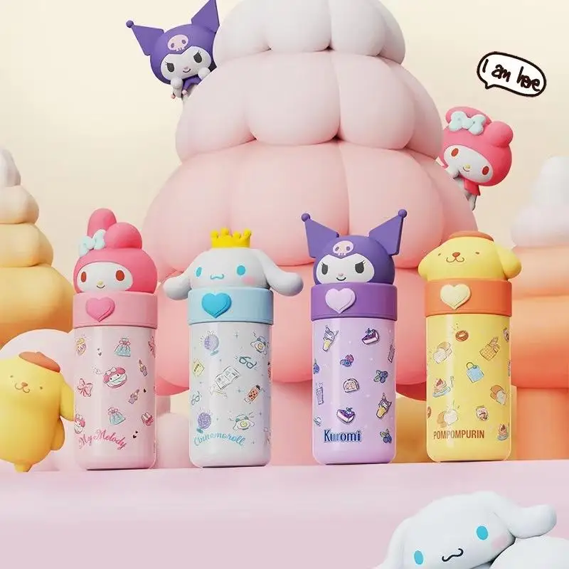 

Portable Kuromi 350Ml Thermos Cup Sanrios Cinnamoroll Anime Kawaii Cartoon My Melody Pompom Purins Stainless Steel Water Cup