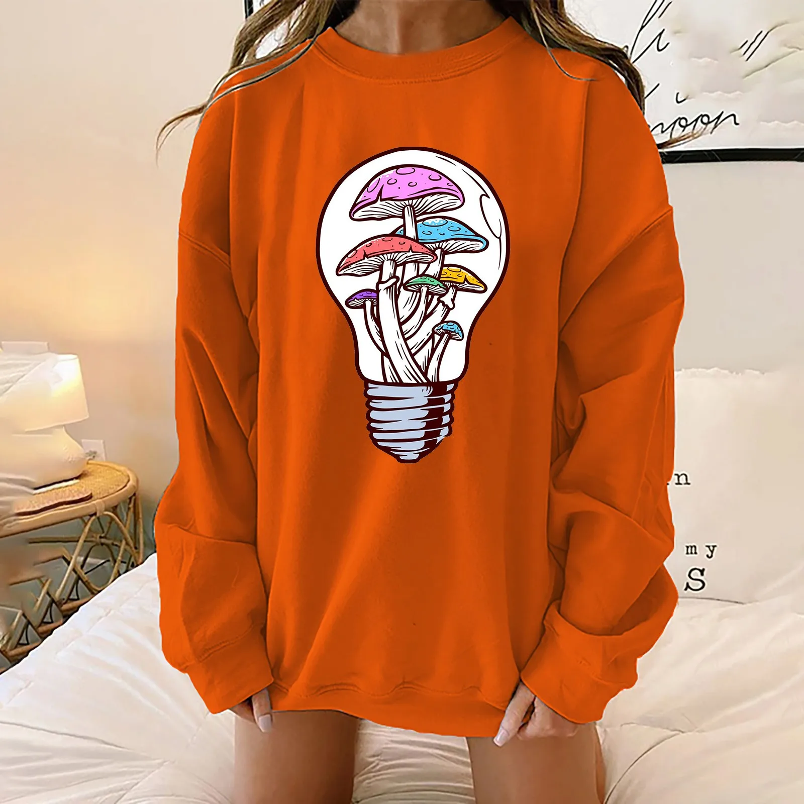 

Printed Round Pullover Sweatshirts Neck Sleeve Long Women's Top Loose Cute Women's Hoodie with Zipper Women Women Sweat Shirts