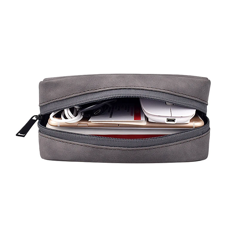 

Data Cable Organizer Bag Charger Box Travel Storage Bag Digital Accessories Electronic Gadgets Case Leather Zipper Small Pouch