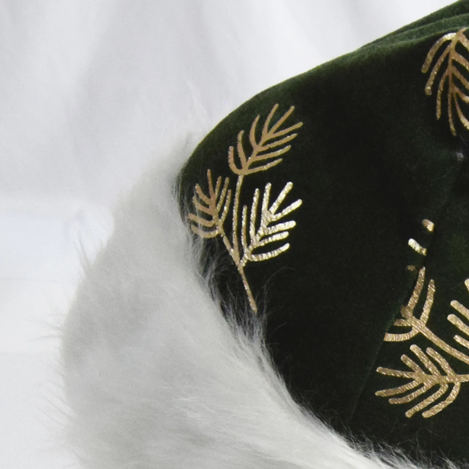 Рождественская Новая зеленая плотная бархатная печатная Золотая ветка шапка