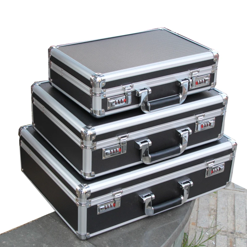 

Aluminum Tool Case Suitcase Toolbox Password File Box Impact Resistant Safety Equipment Instrument Remote Storage With Foam