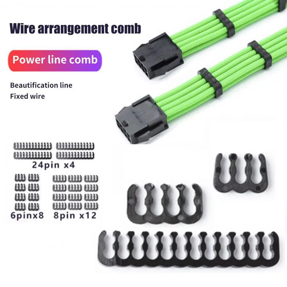 

24Pcs/Set PP Cable Organizers Reusable Cable Comb 6/8/24Pin Computer Power Cable Clamp Organizer Cord Management