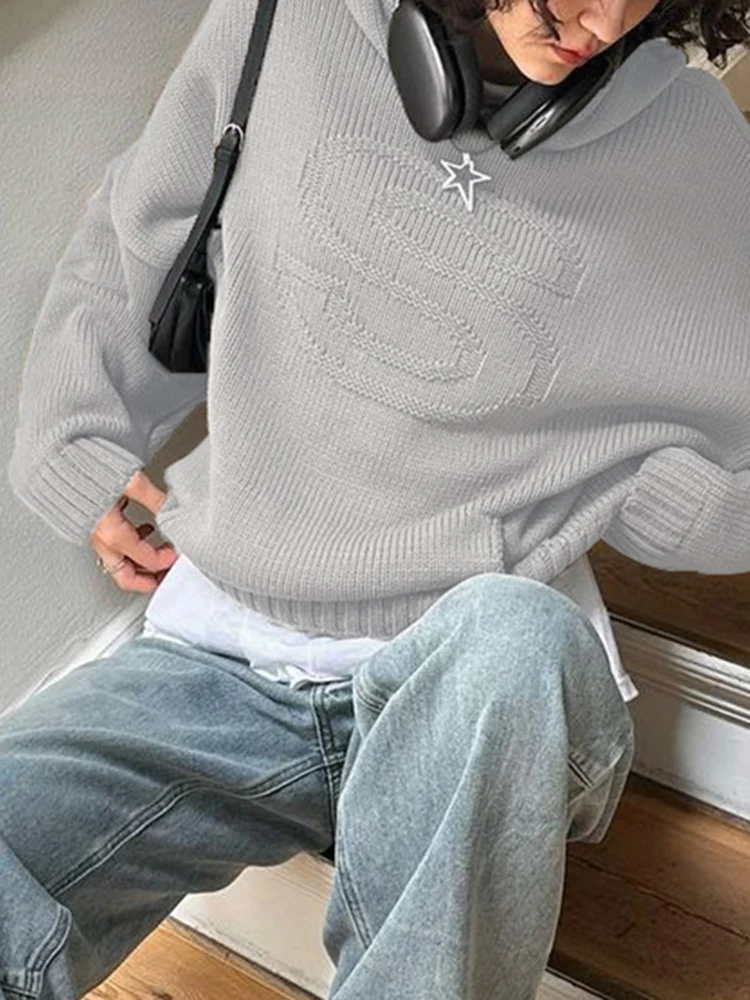 IAMSURE Женская толстовка с капюшоном длинными рукавами и буквенным узором