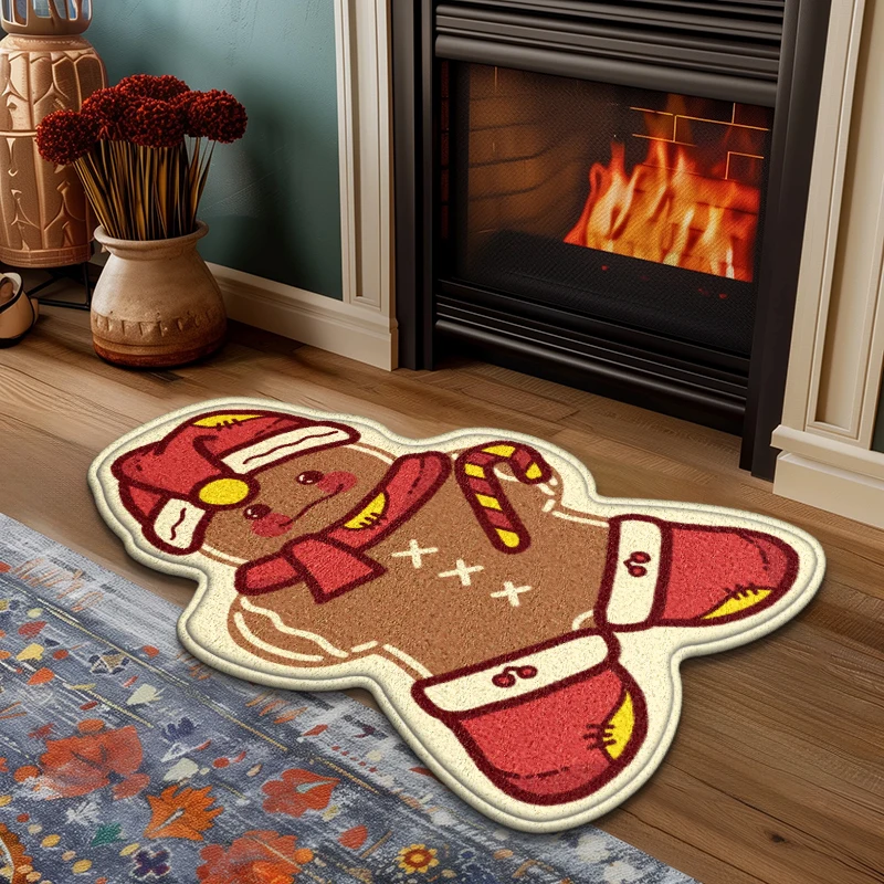 Рождественский тематический мультяшный напольный коврик в форме имбиря