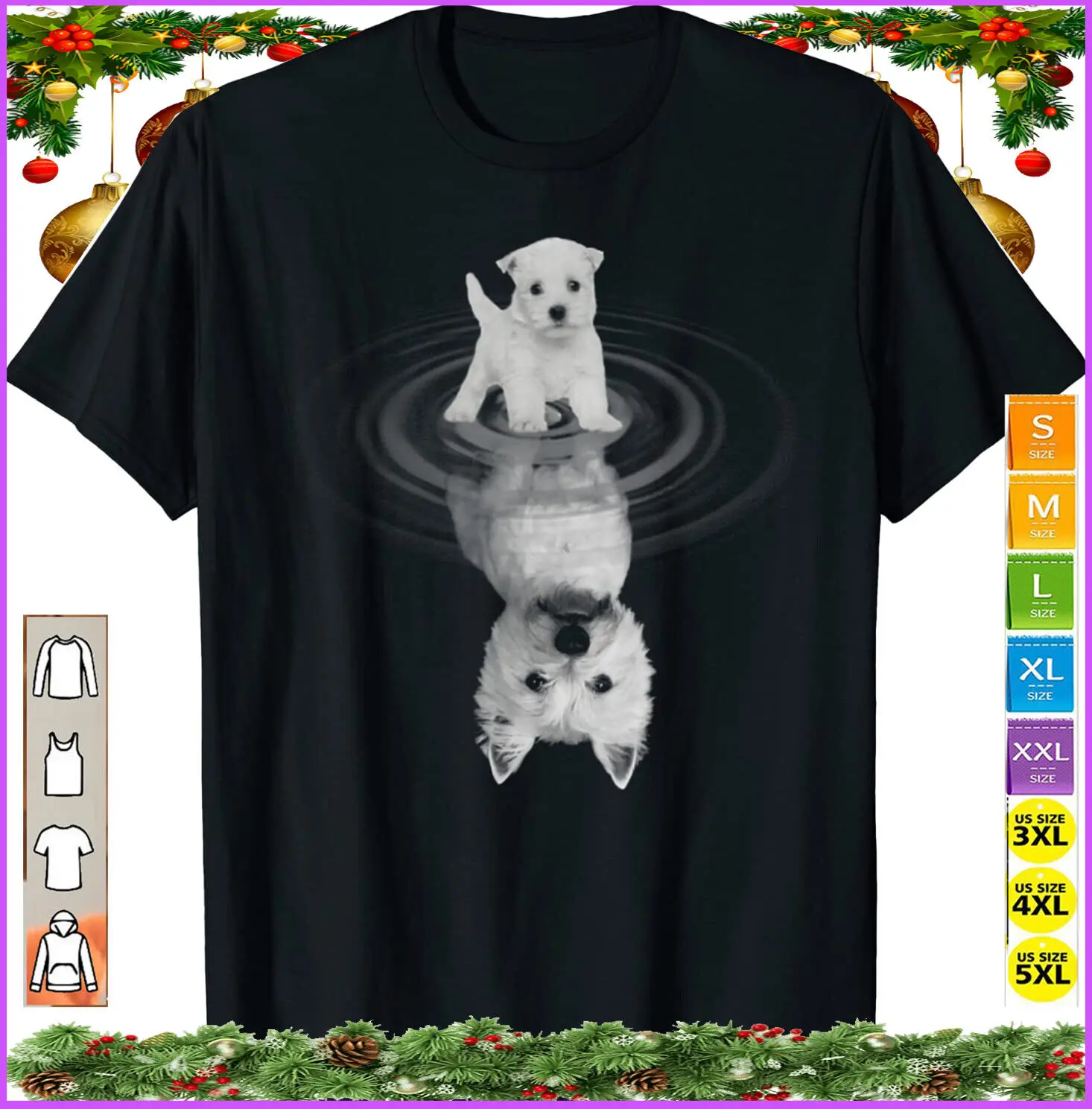 Детская зеркальная футболка WESTIE с изображением собаки подарок на Хэллоуин