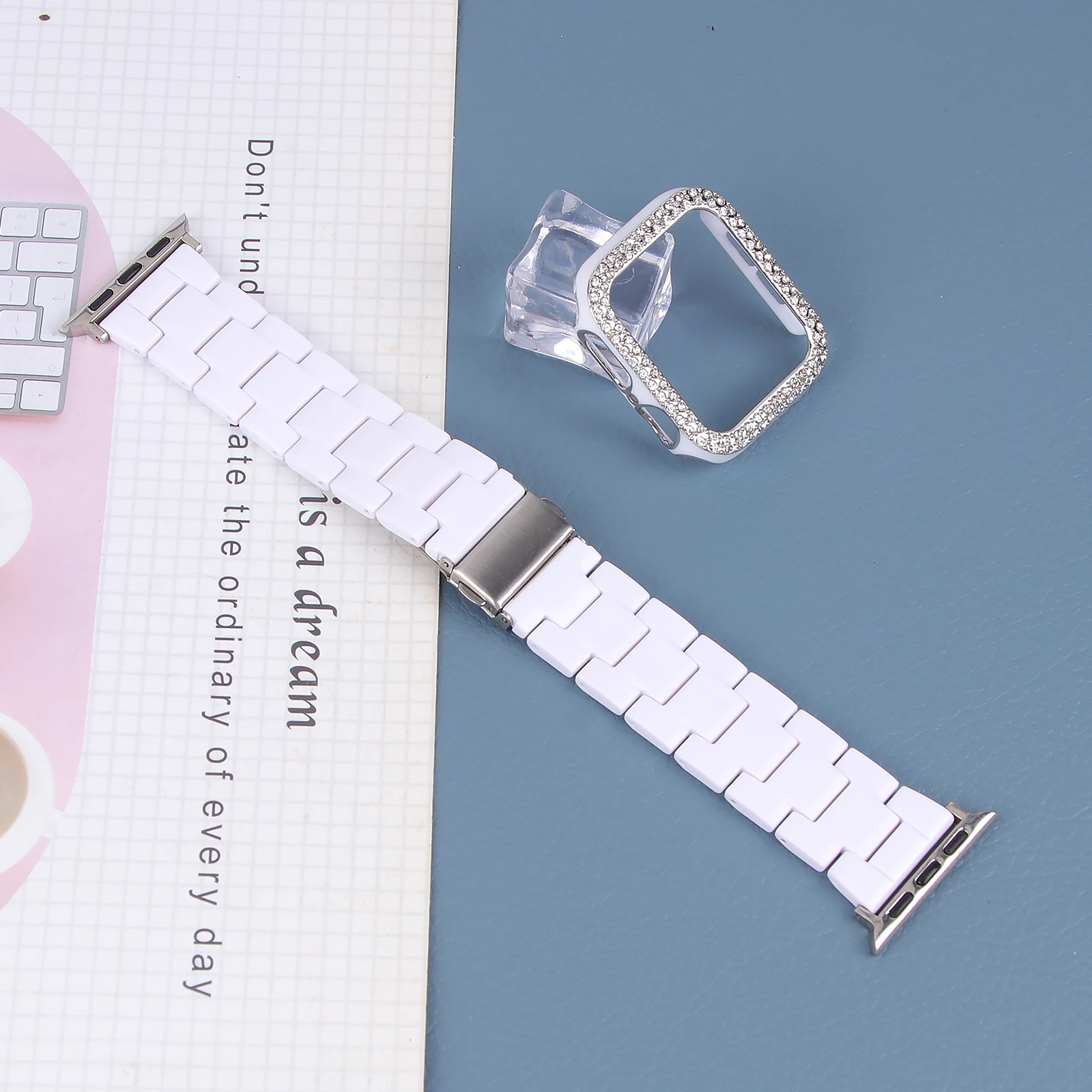 Resin Strap Bracelet For Apple Watch Band 42mm 38mm 40mm 44mm 41mm 45mm TPU Diamond Case For iWatch Series 8 7 SE 6 Accessories