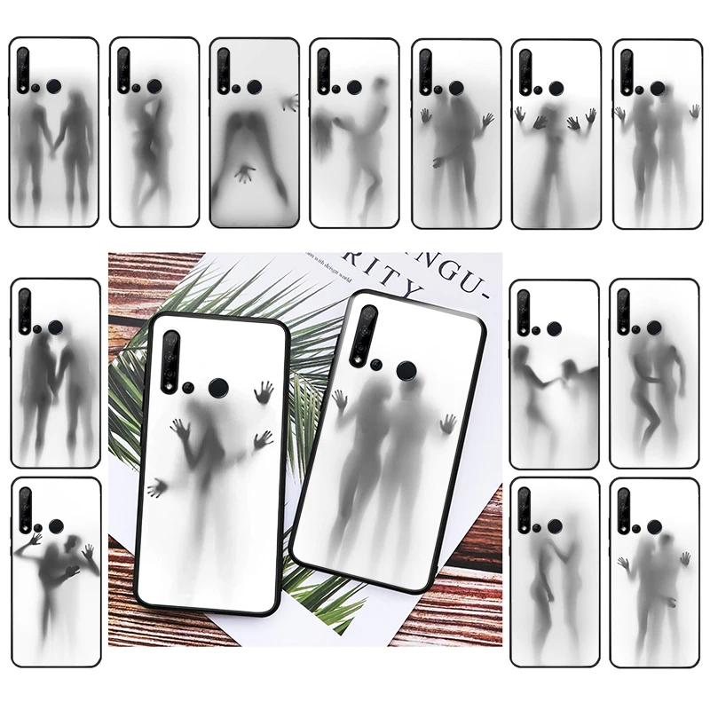 

Phone Case For Huawei P50 Pro P30 P40 Lite P40Pro P20 lite Mate 20 Pro Mate 50 Pro P Smart Couple body silhouette Woman Man