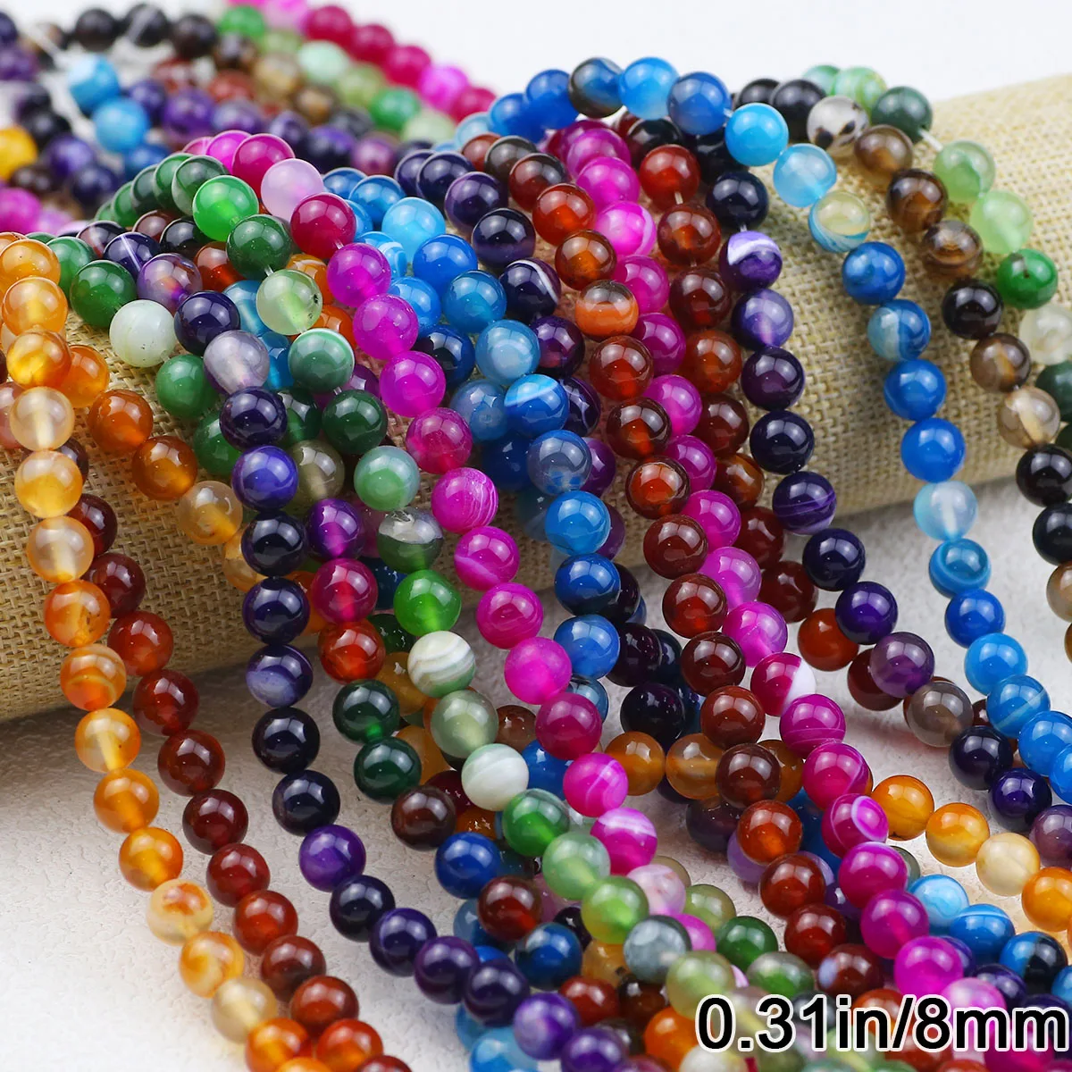 Натуральный 8MM Полосатый Агат Камень Проставки Круглый Свободные Бусины Для DIY