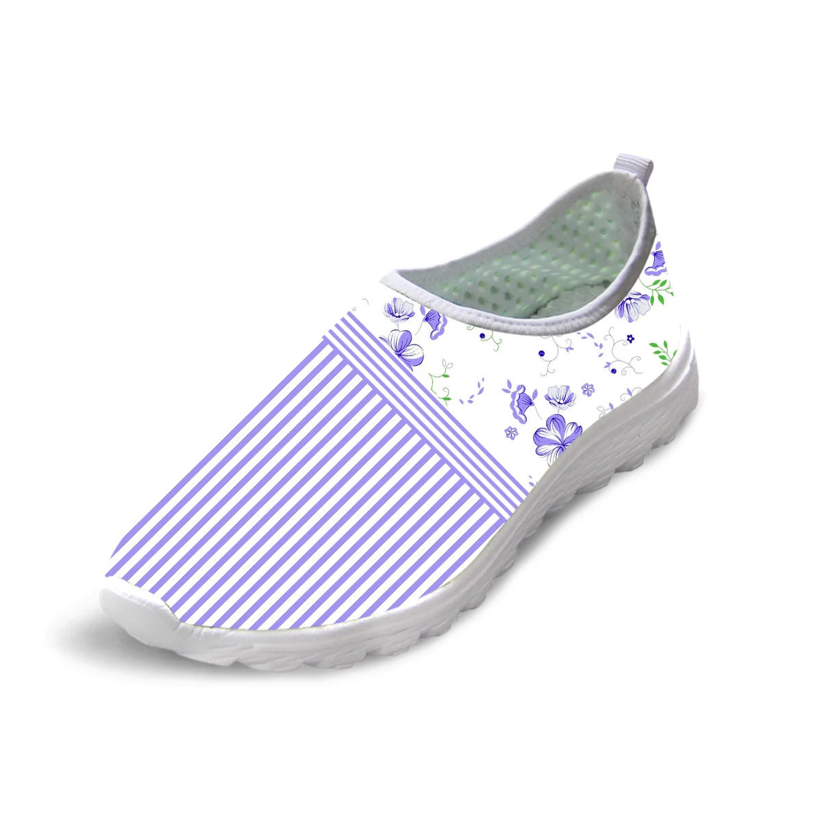 ADVOCATOR Striped Floral Print Mesh Footwear Breathable Woman Flats Shoes Summer Slip on Light Loafers Zapatos Free Shipping