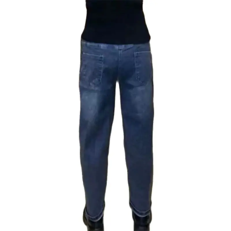 Джинсы с эластичной талией и вышивкой модные джинсы-шаровары синие свободные