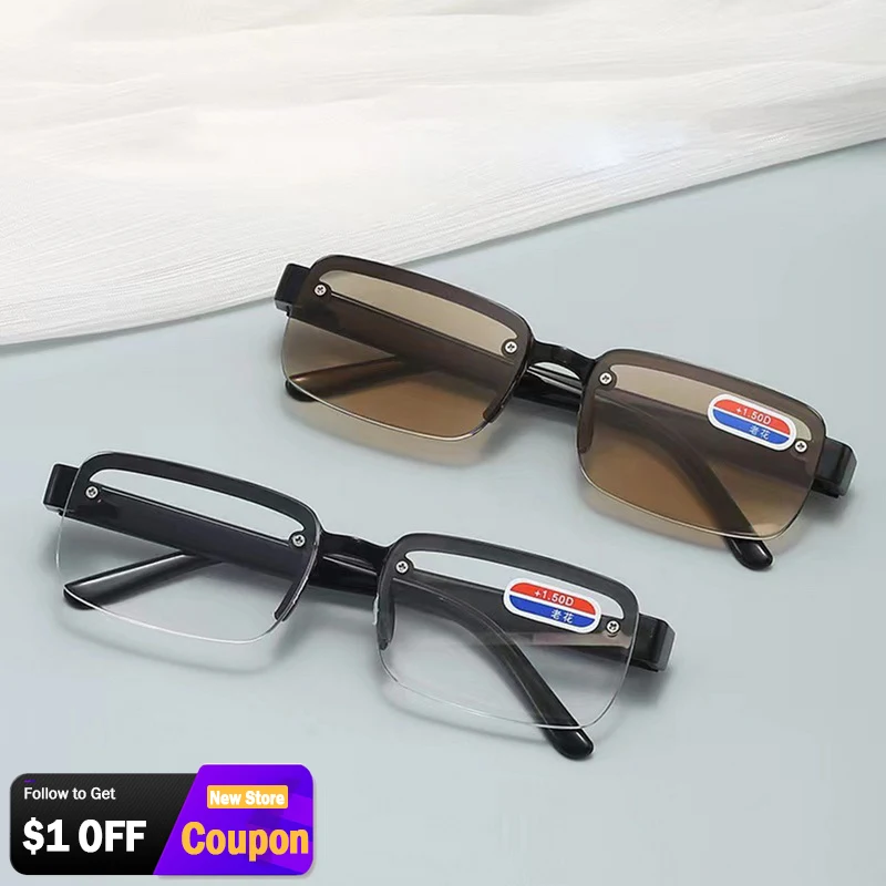

High-quality Reading Glasses Square Half-frame for Men Natural Original Stone Presbyopia Glasses Diopter очки +1.0-+4.0