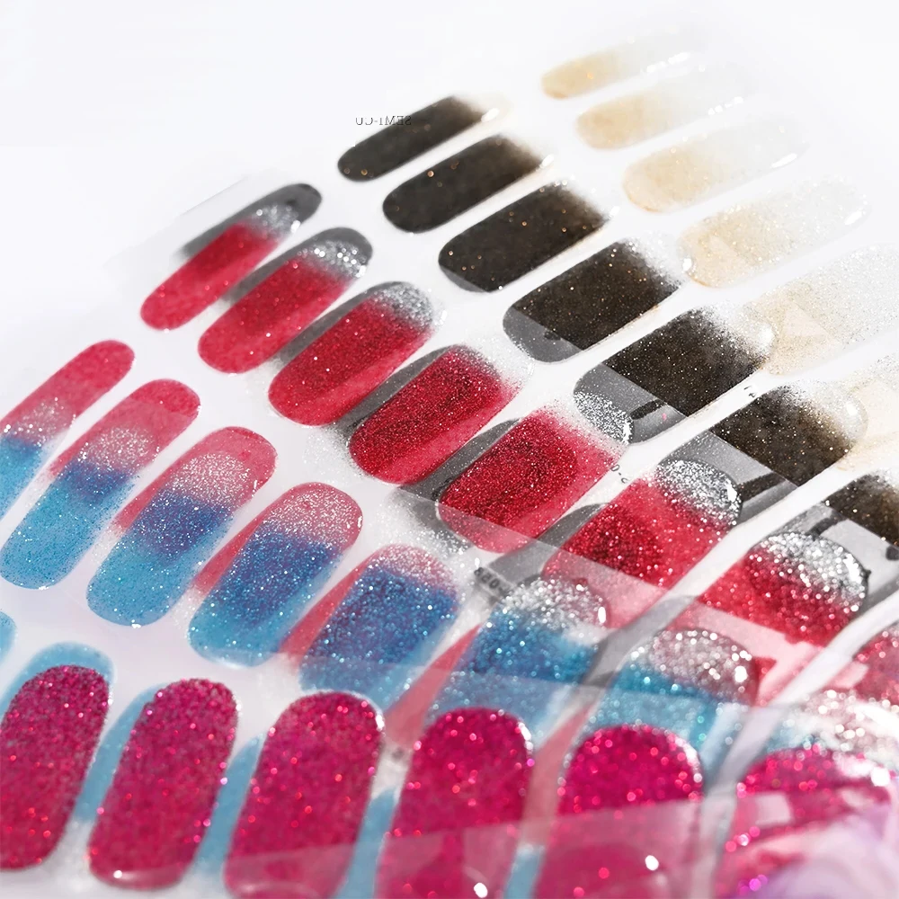 16 накладок для гель-лака прозрачные полузатвердевающие полоски ногтей чистый